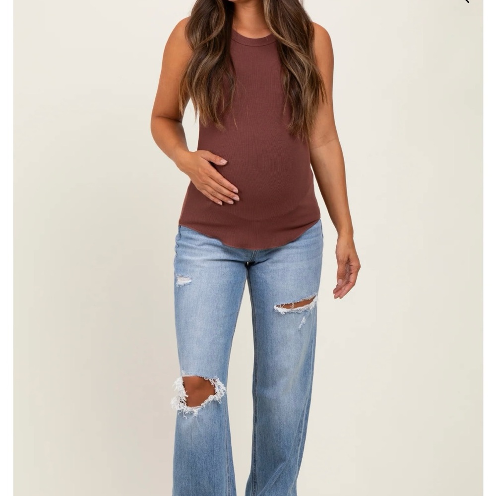 Pinkblush Light Blue Distressed maternity Jeans